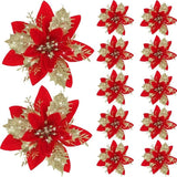 Glitter Artifical Christmas Flowers Mreey Christmas Tree Decoration Happy New Year Ornaments Xmas Fake Flowers Natal Design & Casa 