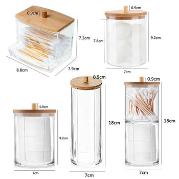 Kit de Acrílico Porta Algodão e Porta Cotonete Organização 04 - Kit de Acrílico Porta Algodão e Porta Cotonete Design & Casa 