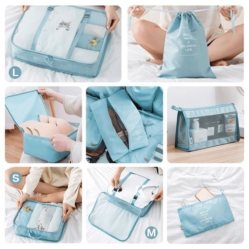 Kit de Bolsa Organizadora de Mala Para Viagem Kit de Bolsas Organizadoras á Prova D'água (+3 de Brinde) Minha loja 