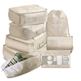 Kit de Bolsa Organizadora de Mala Para Viagem Kit de Bolsas Organizadoras á Prova D'água (+3 de Brinde) Minha loja Bege 