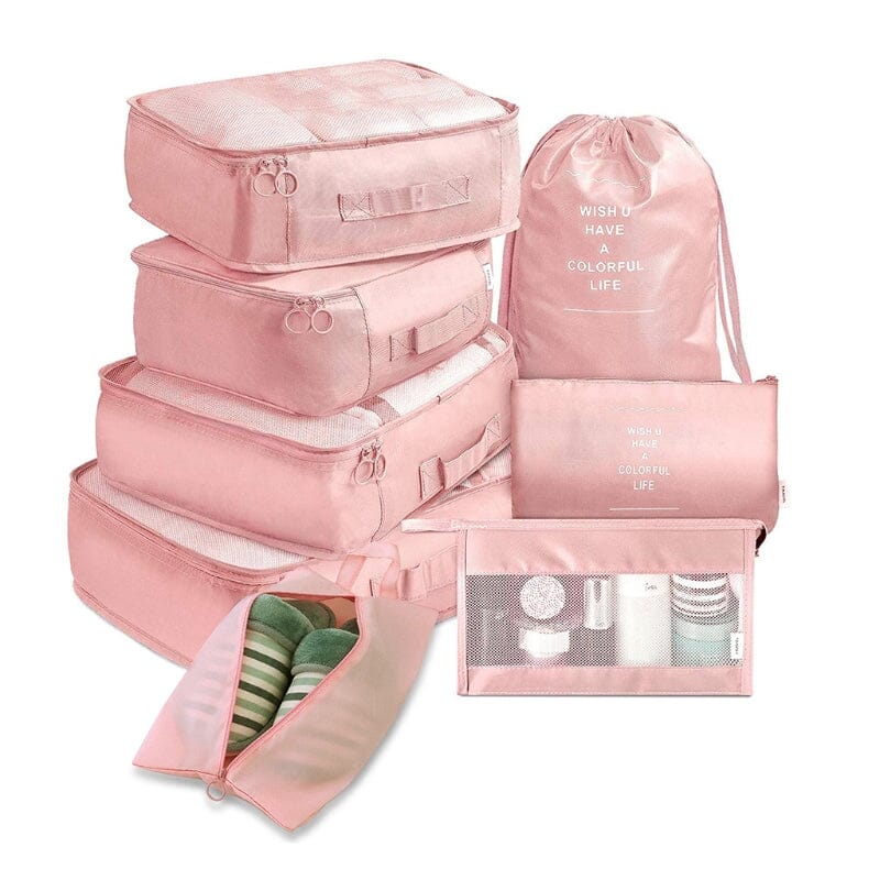 Kit de Bolsa Organizadora de Mala Para Viagem Kit de Bolsas Organizadoras á Prova D'água (+3 de Brinde) Minha loja Rosa 