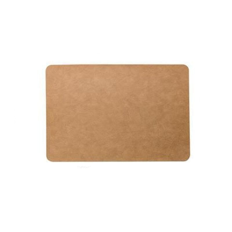 Light Luxury Solid Leather Placemat Coffee Brown PU Table Mat Waterproof Oilproof Heat-Insulated Plate Bowl Pad Table Decor 0 Minha loja A 40cmx30cm 