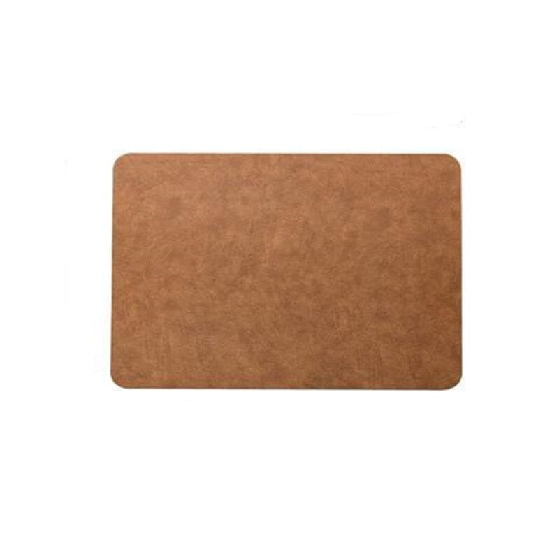 Light Luxury Solid Leather Placemat Coffee Brown PU Table Mat Waterproof Oilproof Heat-Insulated Plate Bowl Pad Table Decor 0 Minha loja B 40cmx30cm 