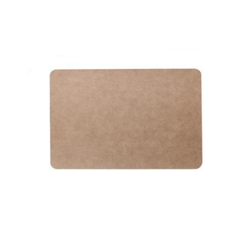 Light Luxury Solid Leather Placemat Coffee Brown PU Table Mat Waterproof Oilproof Heat-Insulated Plate Bowl Pad Table Decor 0 Minha loja D 40cmx30cm 