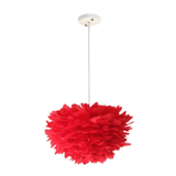 Luminária Pendente de Plumas Moderno Fofo Pendente 14 - Luminária Pendente de Plumas Moderno Fofo Minha loja Vermelho 60cm 