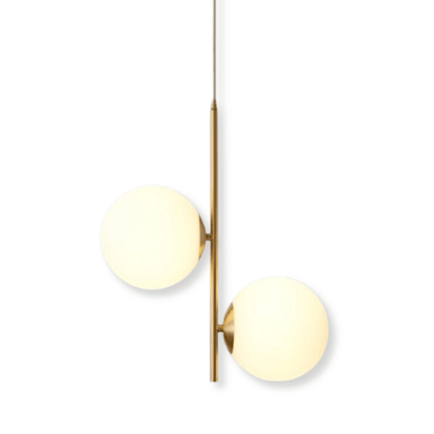 Luminária Pendente Moderna Globo de Vidro Pendente 13 - Luminária Pendente Moderna Globo de Vidro Minha loja 2 Globos Branco Frio Dourado