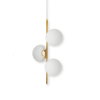 Luminária Pendente Moderna Globo de Vidro Pendente 13 - Luminária Pendente Moderna Globo de Vidro Minha loja 3 Globos Branco Frio Dourado