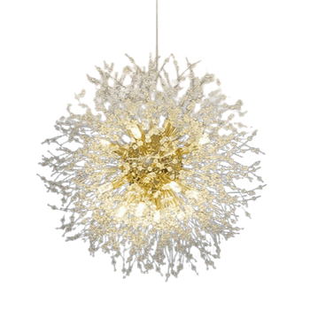 Lustre Pendente Moderno Dente de Leão Aço Inoxidável L09 - Lustre Pendente Moderno Fogos de Artifício Aço Inoxidável Minha loja Dourado 40cm | 8 bulbos Neutro