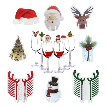 Marcadores de Copo Decoração Festa de Natal Natal 27 - Marcadores de Copo Decoração Festa de Natal Design & Casa Chifre Vermelho 