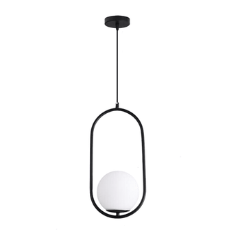 Pendente Luminária Globo de Vidro Pendente 06 - Pendente Luminária Globo de Vidro Minha loja B (D15cm) Neutra Preto