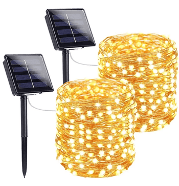 Pisca Pisca Solar LED com Fio de Cobre Natal 36 - Pisca Pisca Solar LED com Fio de Cobre Design & Casa Amarelo 6m 