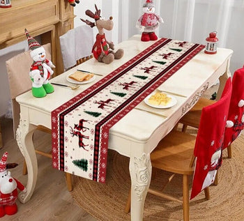 Safflower Pine Leaves Christmas Table Runner Xmas Table Flag Cover Navidad Natal Gifts Christmas Decor New Year 2024 Tablecloth Design & Casa 18 35*180cm 
