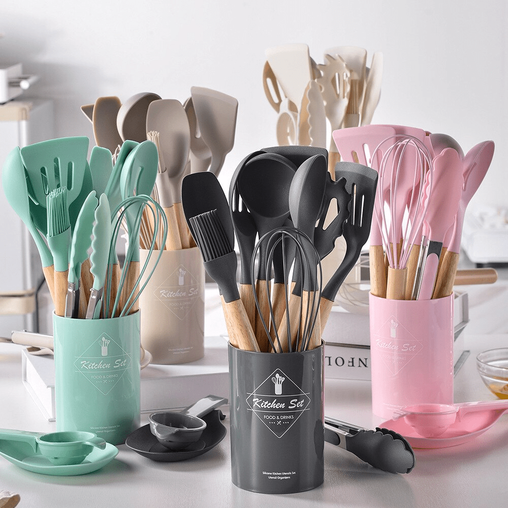 Utensílios de Cozinha de Silicone - Kit com 14 Peças Cozinha 10 - Utensílios de Cozinha de Silicone - Kit com 14 Peças Design & Casa 