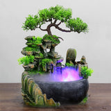 Wealth Feng Shui Company Office Tabletop Ornaments Desktop Flowing Water Waterfall Fountain With Color Changing LED Lights Spray 0 Design & Casa 
